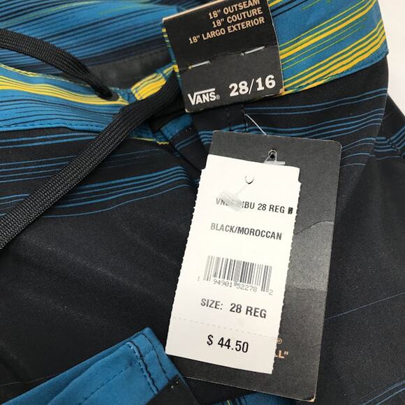 VANS Era Boardshort 28/16 Drawstring Waist Pocket Stretch Black Moroccan NWT - Picture 3 of 4